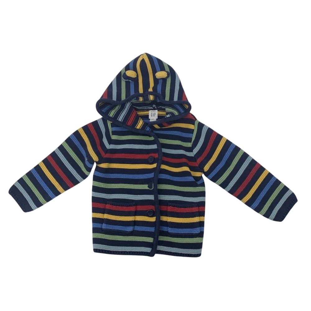Baby Gap Baby’s ButtonUp Knitted Striped Sweater #2435 18-24m rainbow